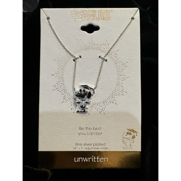 Peanuts Jewelry - NWT PEANUTS $50 Snoopy Grad Fine Silver Plated 16 to 18 Inch Pendant